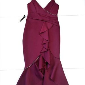 Lipsy Red Asymmetrical Ruffled Wrap Dress